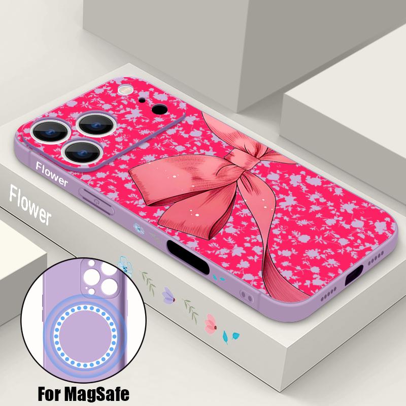 

Colorful Cartoon Bowknots Print Case For iPhone 17 Pro Max iPhone 16 15 14 13 Pro Max Magnetic For Magsafe Soft Silicone Phone Back Cover iPhone 14 Pro MAX