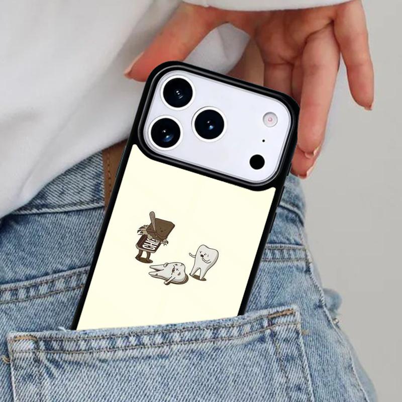 Dentist Tooth Pattern Print Phone Case for iPhone 16e 15 14 13 12 17 Pro Max Plus Air 17pro Cover Coque