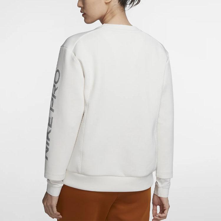 Nike Pro Knit Comfort Sport Pullover Crew Neck Sweatshirt Women Sweatshirt Phantom Grey White BV4055-030