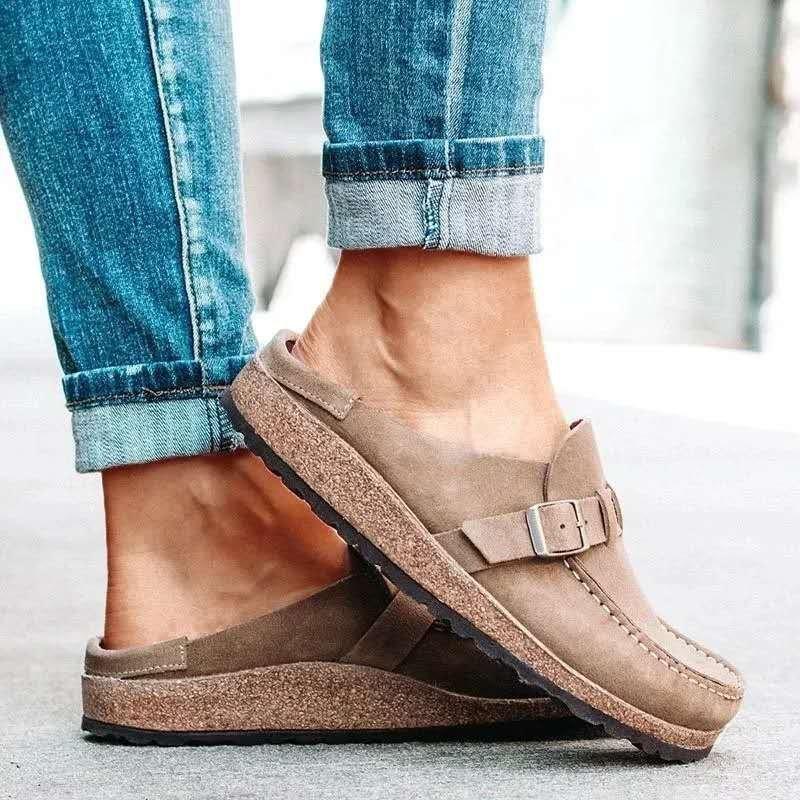 Women Slide Sandals Flats Loafers, Non-Slip Slip-On, Wide Width Casual Spring Flats, Plus Size 35-43