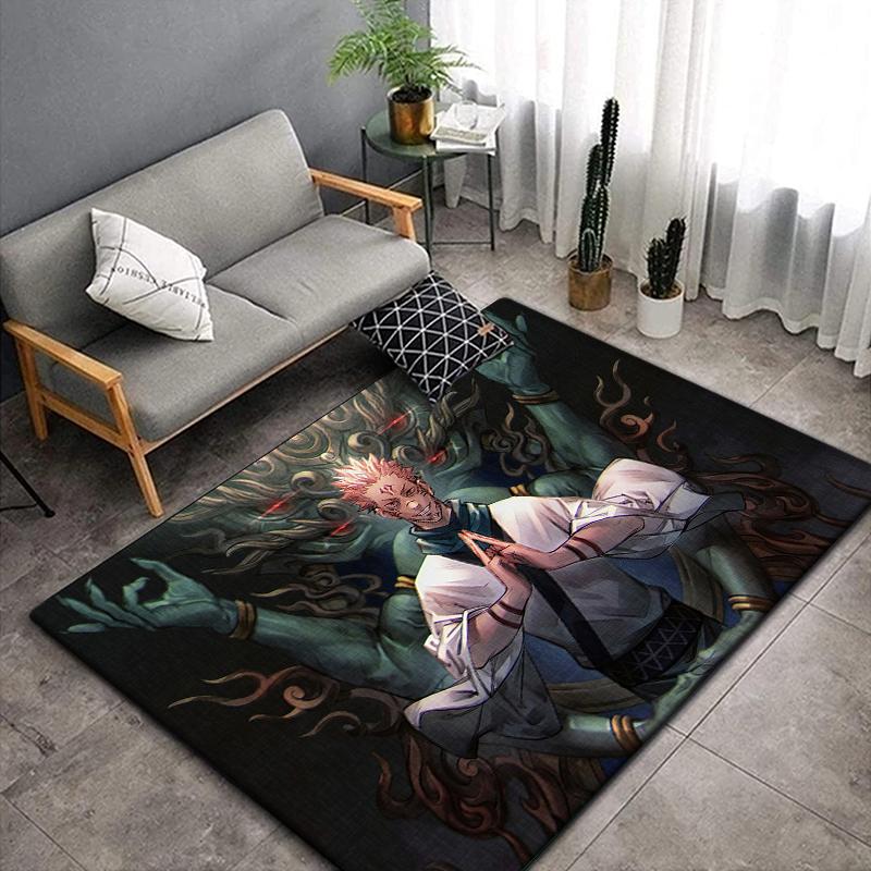 Jujutsu Kaisen Anime Rug Large,Carpet Rug for Living Room Bedroom Sofa Decoration,Doormat Kitchen Non-slip Floor Mat Picnic Camp
