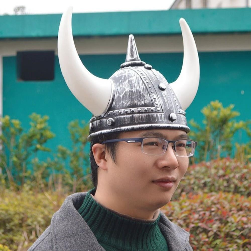 Antiqued Viking Horn Hat Helmet Halloween Cosplay Masquerade Ox Decors Cosplay Costume Prop