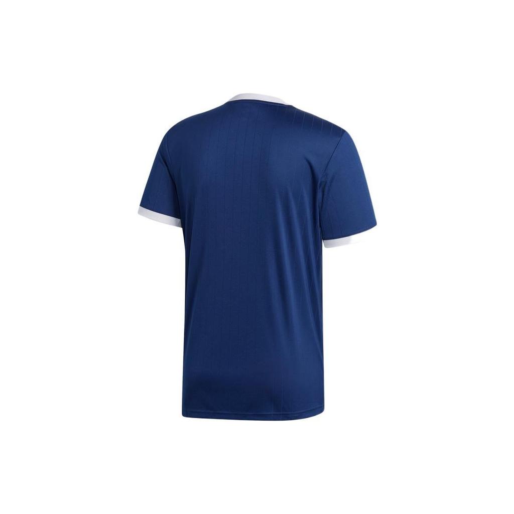 Adidas Logo Print V-Neck Short Sleeve Soccer Shirt Men Tops Blue CE8937