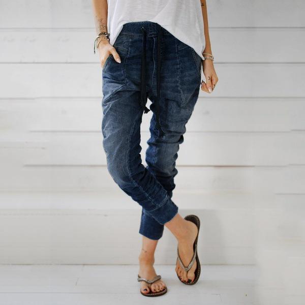 

Elegant High-Waist Denim Jeans for Women L темно-синього кольору