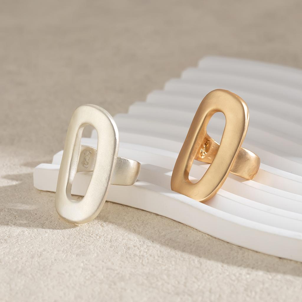 Anéis ovais geométricos exagerados e grandes ocos para mulheres, anéis criativos ajustáveis foscos para dedos, joias de declaração de moda para meninas