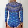 Women's Long-sleeved One-piece Sports Printed Swimsuit Diving Suit