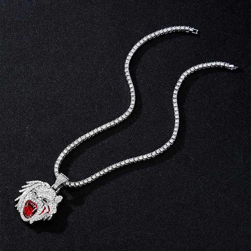 Men's Full Diamond Drip Roaring Head Pendant Cuban Chain