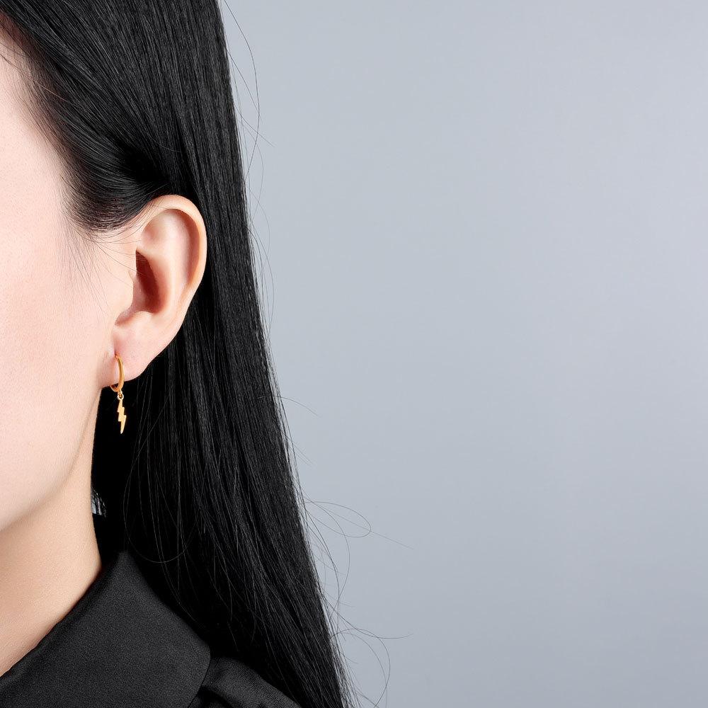 S925 Silver Diamond Stud Earrings For Women Sweet Cute Little Lightning Bolt Personality Creative Fashion Jewelry