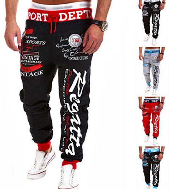 Classic Men's Letter Sport Sweat Pants Jogging Jogger Trousers Tracksuit Bottoms With Stylish Drop Crotch Design