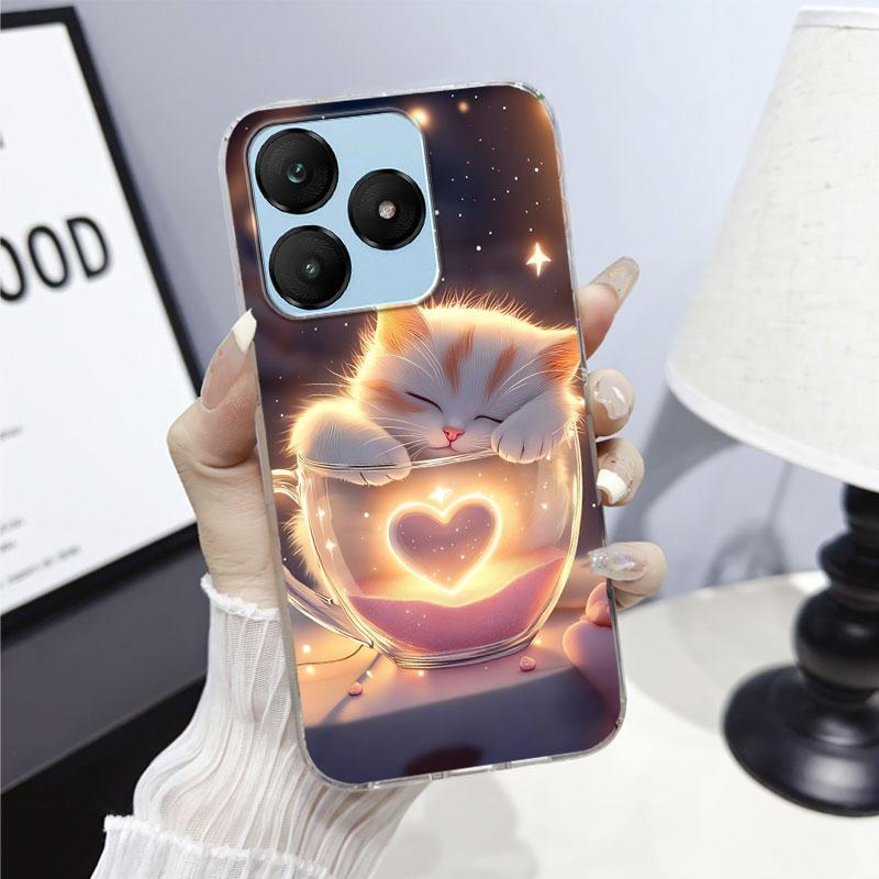 Cartoon Für Wiko T10 T20 T60 Hülle Schutzhülle Für Wiko T10 Marmor Klar Weiches Silikon Handyhülle Floral Niedliche Katze Bumper