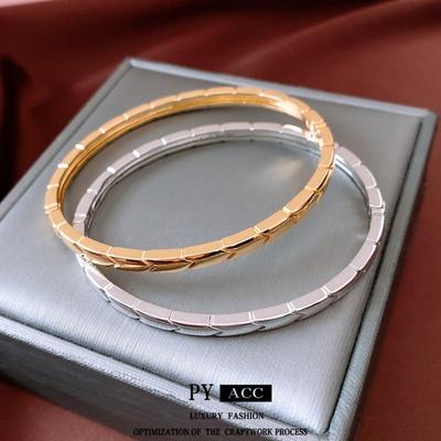 18K Real Gold Electroplated Arrow Pattern Activity Bracelet European and American Simple Bracelet Light Luxury High-end Jewelry Women