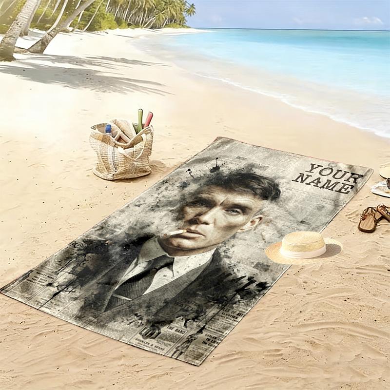 Name Custom Thomas Shelby Print Beach Towel, Large Soft Quick Dry Towel for Beach Camping Swimming
