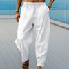 Pantaloni da uomo con coulisse, elastico in vita, gamba larga, a righe, cavallo profondo, tinta unita, larghi, morbidi, traspiranti, sportivi