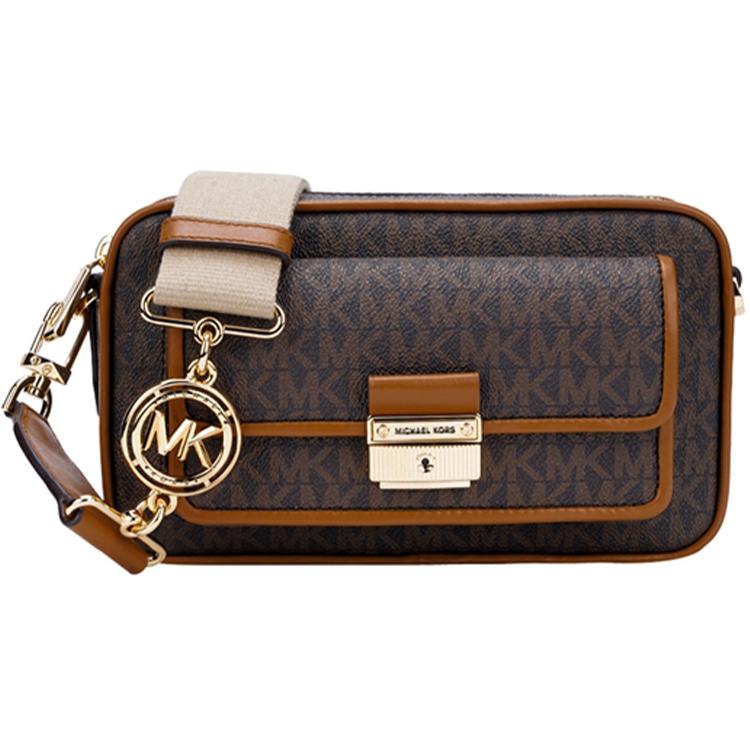 New MICHAEL KORS Leather Camera Bag, Commute Bag, Crossbody Bag Medium Women's Brown 32F1G2BC2B-252