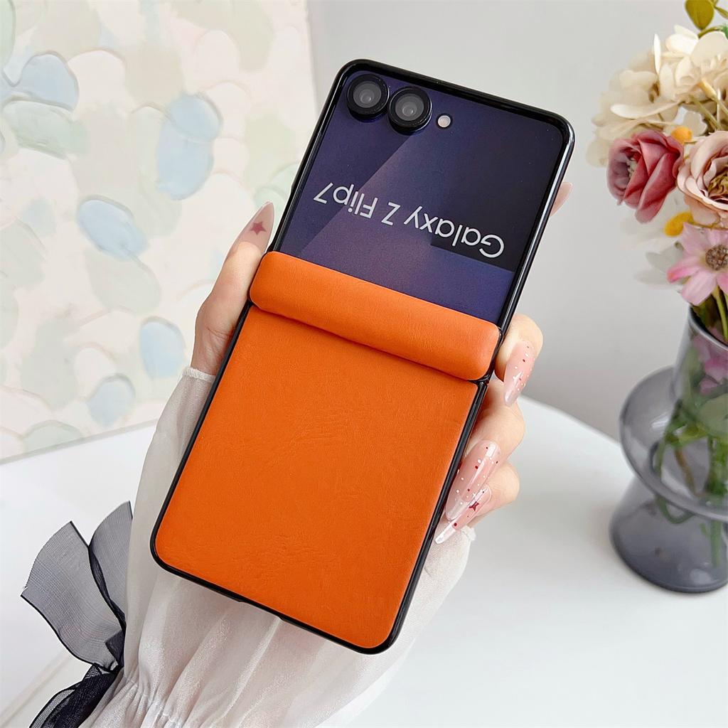 Leather Shockproof Phone Case for Samsung Galaxy Z Flip 7 6 5  Flip7FE Zflip7 ZFlip6 ZFlip5 5G Hinge Protection Cover