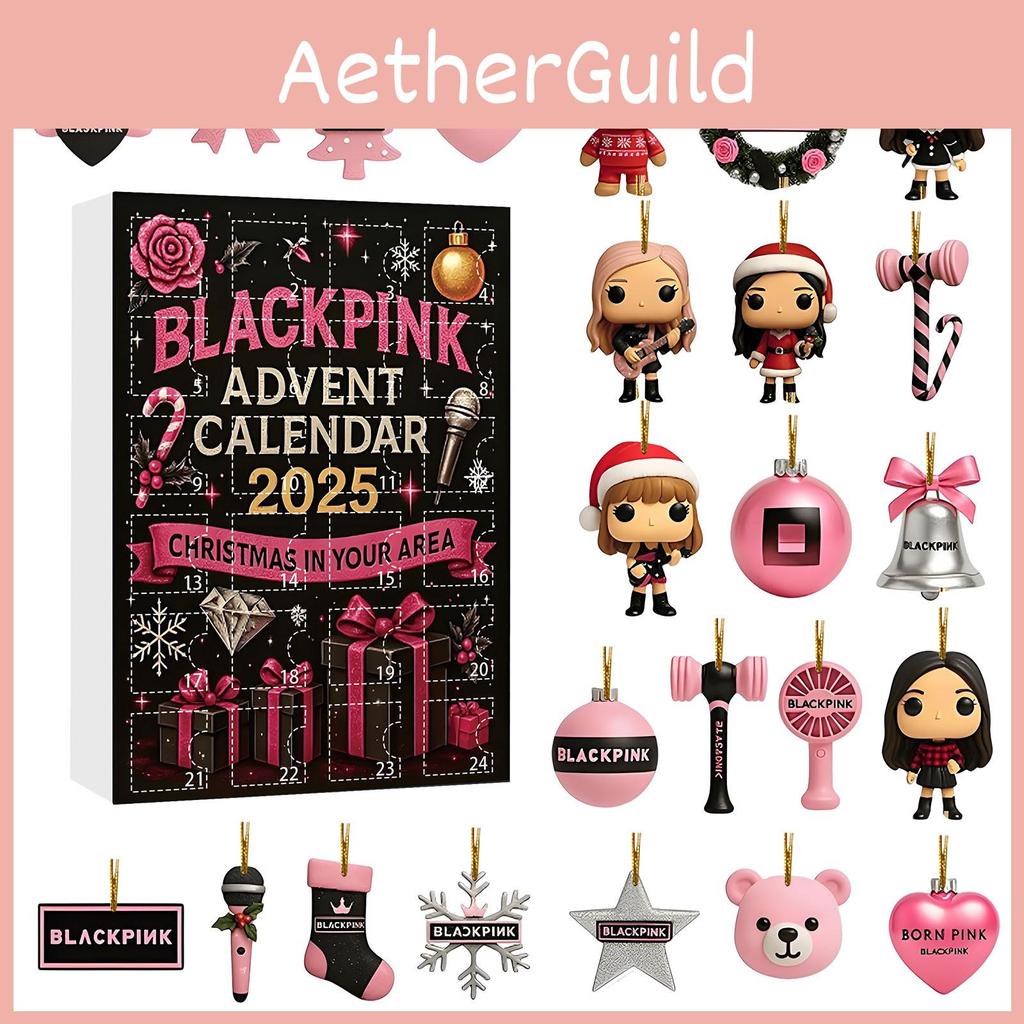 Vánoční adventní kalendář Stray Kids s 24 akrylovými ozdobami pro sváteční obdarování