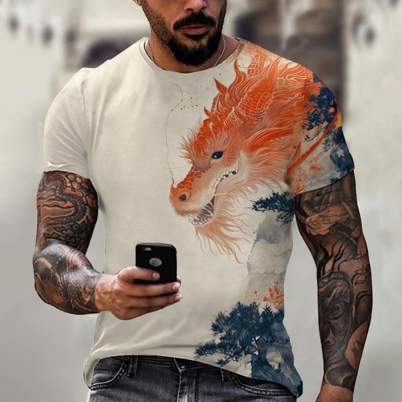 Digital bedrucktes T-Shirt für Herren Sommer-Modetrend Kurzarmshirt