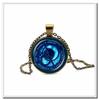 Vintage Amulet Pendant Necklaces Bronze Color Chain Blue Crystal for Childrends Toys Women Men Jewelry Gifts