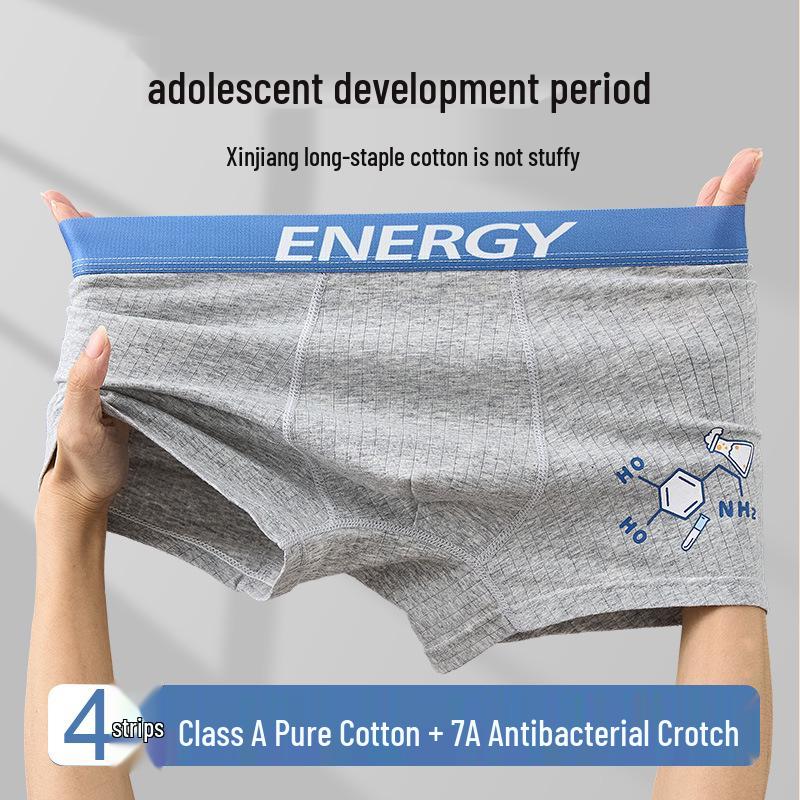 Boys' Breathable Cotton Boxer Briefs with Antibacterial Crotch, Sizes 15-18 Years