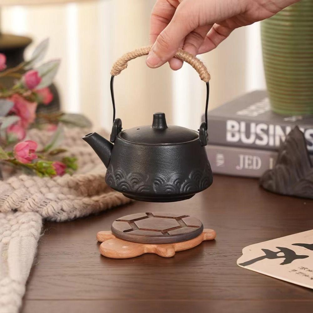Creative Vintage Tea Coaster Cute Wooden Insulation Pad Turtle Insulation Mat Table Desktop