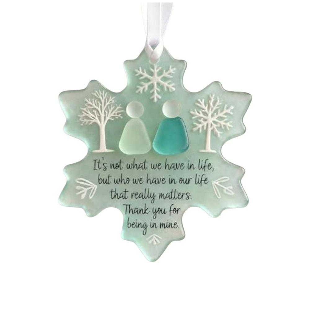 2D Flat Friendship Snowflake Handcrafted Heart-Shaped Christmas Emotional Quote Pendant Hanging Acrylic