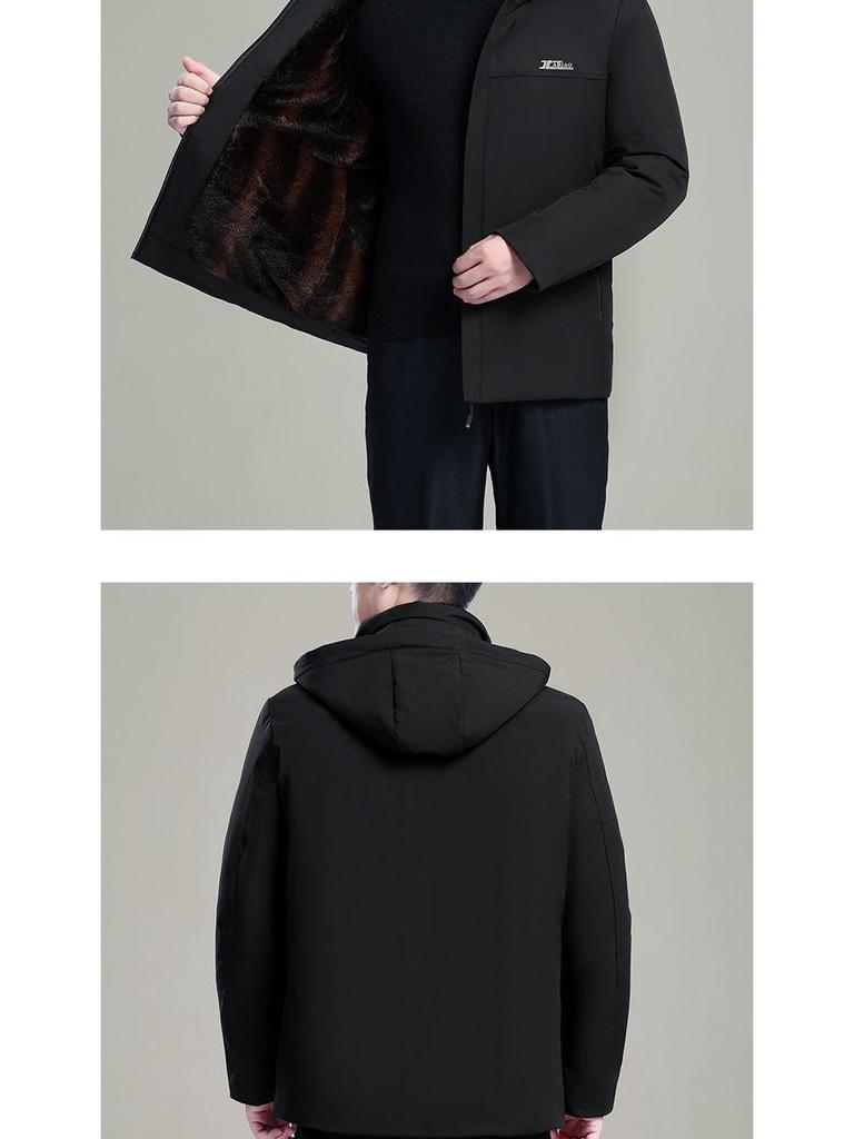 Woodpecker Men's Winter Down Jacket: Thick, Warm, Business Style, Plus Velvet, for Middle-Aged Dads.