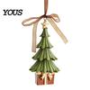 Seasonal Branch Decorations Christmas Resin Animal Ornament, Vintage Hanging Decor with Ribbon, Cute Bow Souvenirs Dog Santa Bear Patterns Xmas
