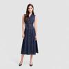 High-Waisted Sleeveless Midi Denim Dress