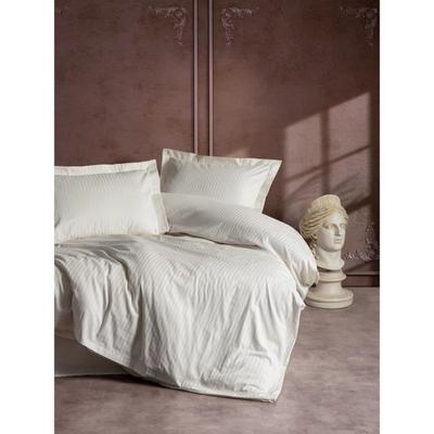 Bed Linen Set - 1 Duvet Cover 220 X 240 Cm + 2 Pillowcases 60 X 60 Cm - Sateen 100% Cotton - Ecru