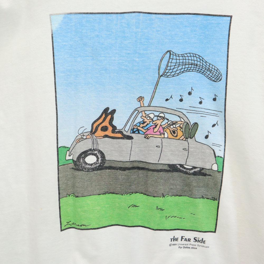 THE FAR SIDE 80s Print Short sleeve Single stitch T-shirt Old vintage Men's Used