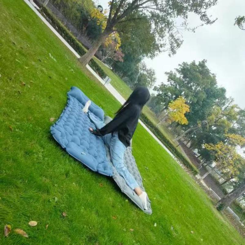 Tapis d'air gonflable en treillis pour 1 personne, coussin de couchage extérieur de Camping 40D TPU pieds, matelas pneumatique ultraléger, tente à gonflage automatique, appui-tête de voyage