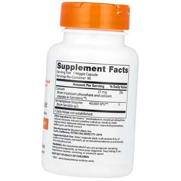 Serrapeptase, Serrapeptase, Doctor's Best 90 vegcaps (72327014)