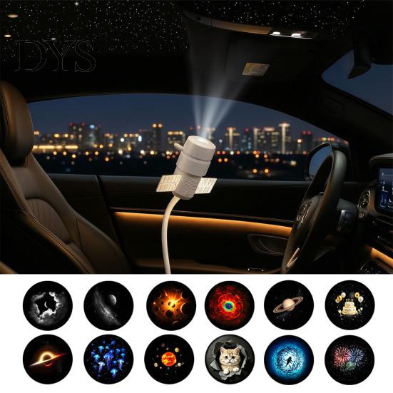 Portable USB Night Lamp 2 in 1 Star Projector Light, Space Nebula with 360 Decorative Interior Lighting Degree Rotating Film, Car Home Bedroom Ambient