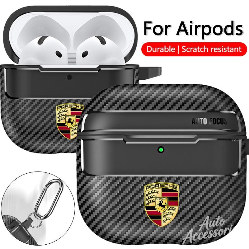Custodia Auricolari in Fibra di Carbonio Guscio per Cuffie Bluetooth Per Airpods 2/3/4/Pro Per Porsche Macan Panamera Cayenne Cayman 911 918 Pajun CVH1