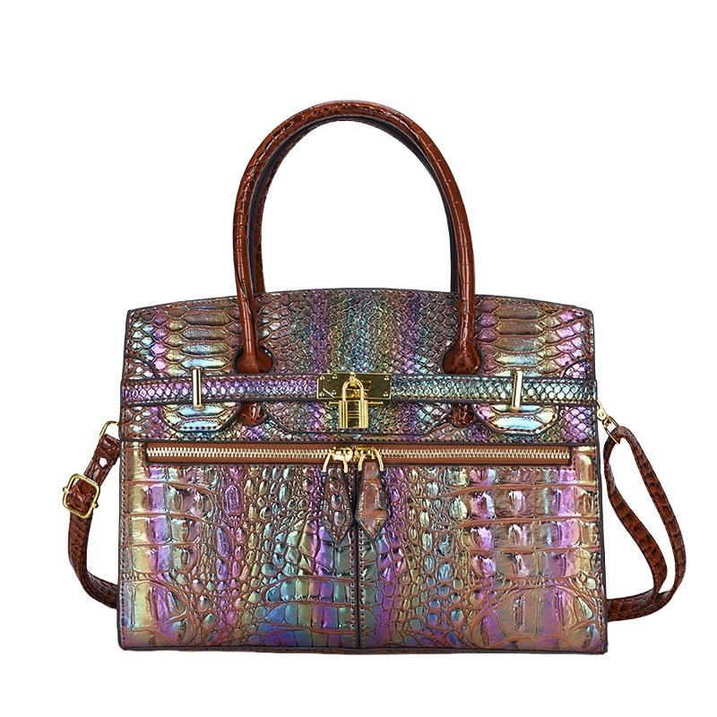 Women's Bag 2025 New European and American Fashion Stone Pattern Personalized Handbag Large Capacity Retro Messenger Tote Bag