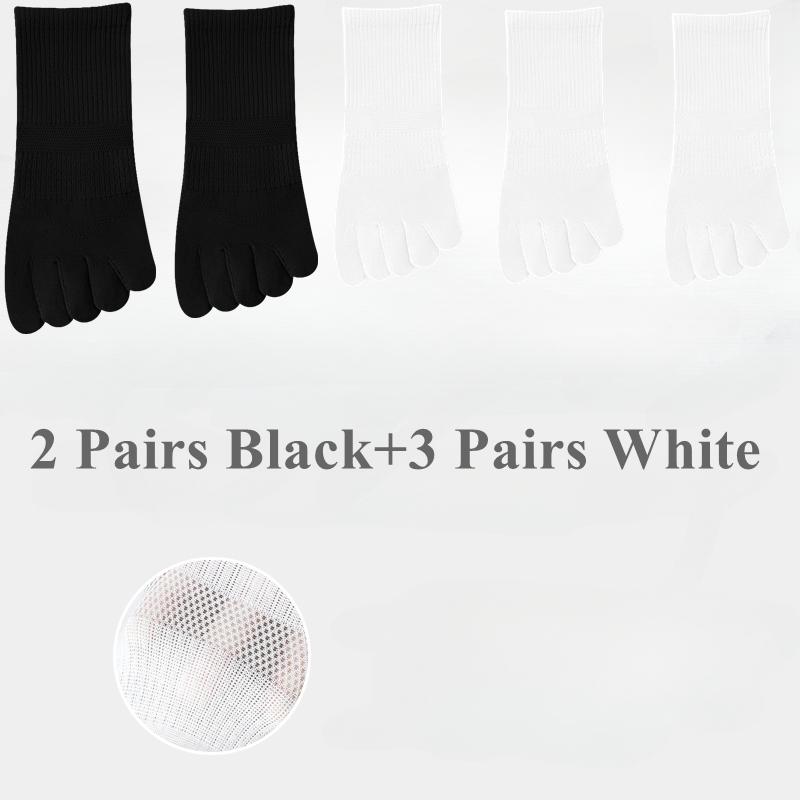 5 Pairs Five Fingers Socks Women Cotton Mesh Summer Toe Socks Sports Anti-slip Low Cut Ankle Socks with With Separate Fingers