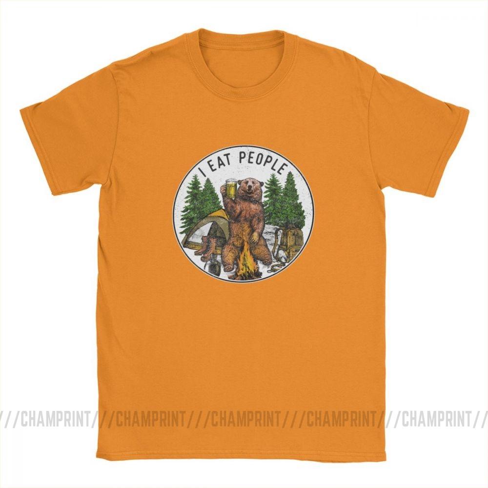 Men T Shirt I Eat People I Hate People Bear Vintage Short Sleeve Camping Tees O