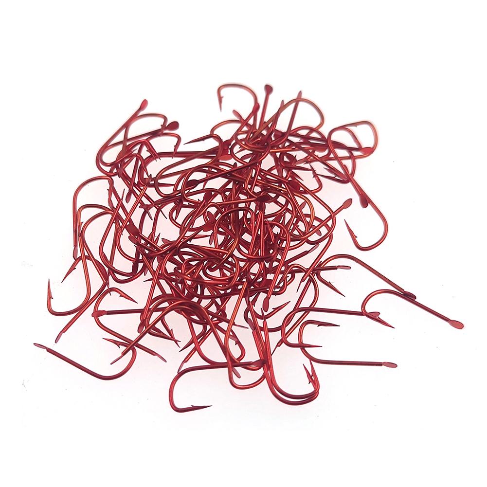 100pieces Red Fishing Hooks Live-Bait Hook High Carbon Steel Fishhook Fly Tying Hooks Carp Fishing Hook