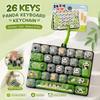 26 Keys Mechanical Keyboard Squeeze Toy Panda Print Keyboard Keychain  For Adults,Teenagers,Kid