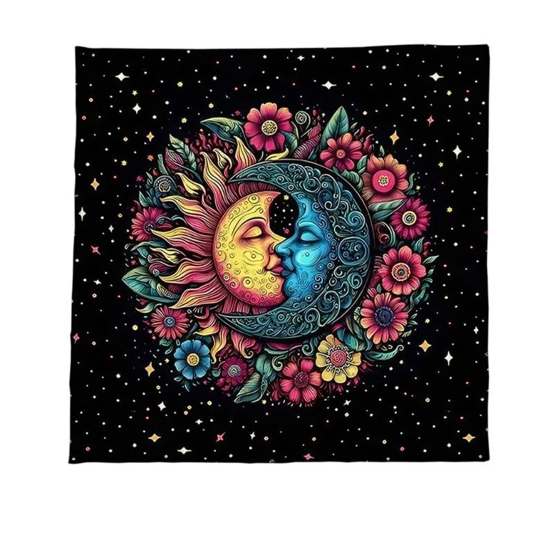 Sun Moon/Owl Pattern Astrology Tablecloth Tarots Divinations Tablecloth Altars Cloth Divinations Board Game Accessory