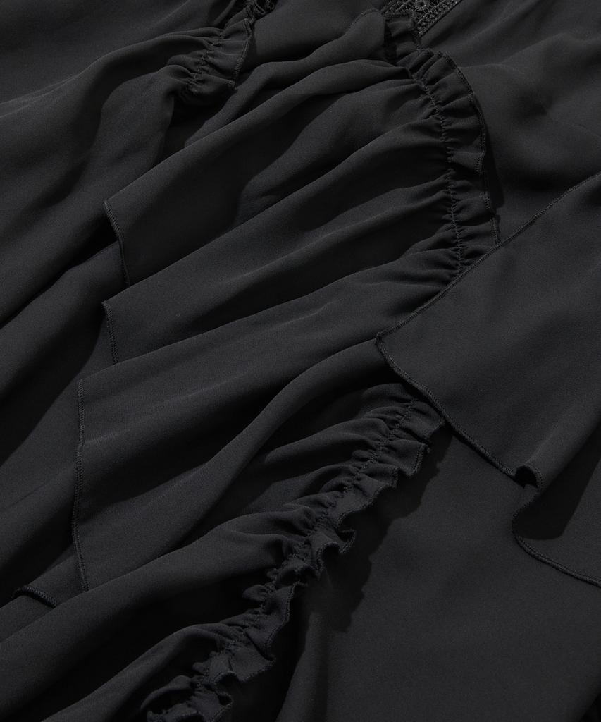Penfield Boho Chic Diagonal Frill Skirt Black_Fs2Ws90F