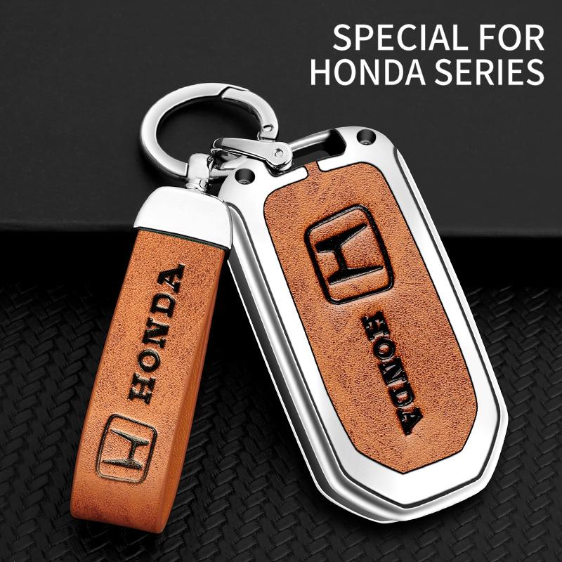 Zinc Alloy Leather Car Key Case Cover For Honda Civic Accord City Odyssey CR-V XR-V HR-V Vezel Jade Jazz Crider Auto Accessories