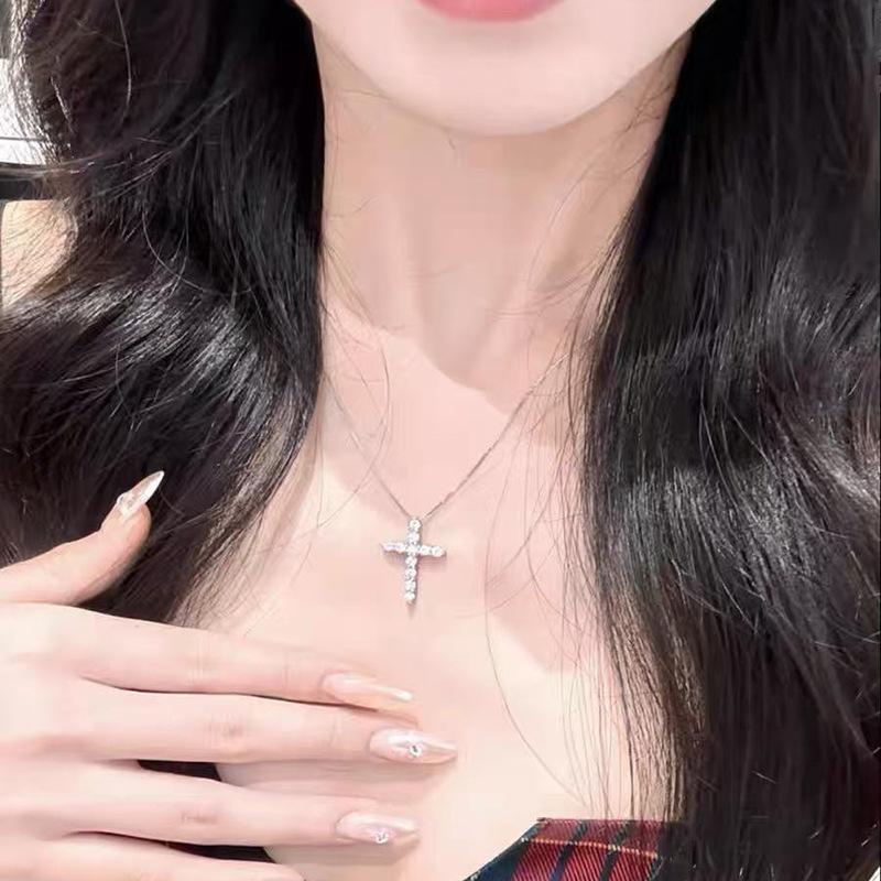 Collane Pendenti a Catena con Croce di Zircone per Donne Gioielli Vintage per Matrimonio Accessori Gioielleria