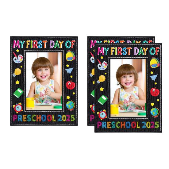 1/2Pcs My First Day of Preschool Picture Frame 2025 Kids First Day of School 4x6-Inch Photo Frame Decoration Boys Girls First Day of Kindergarten