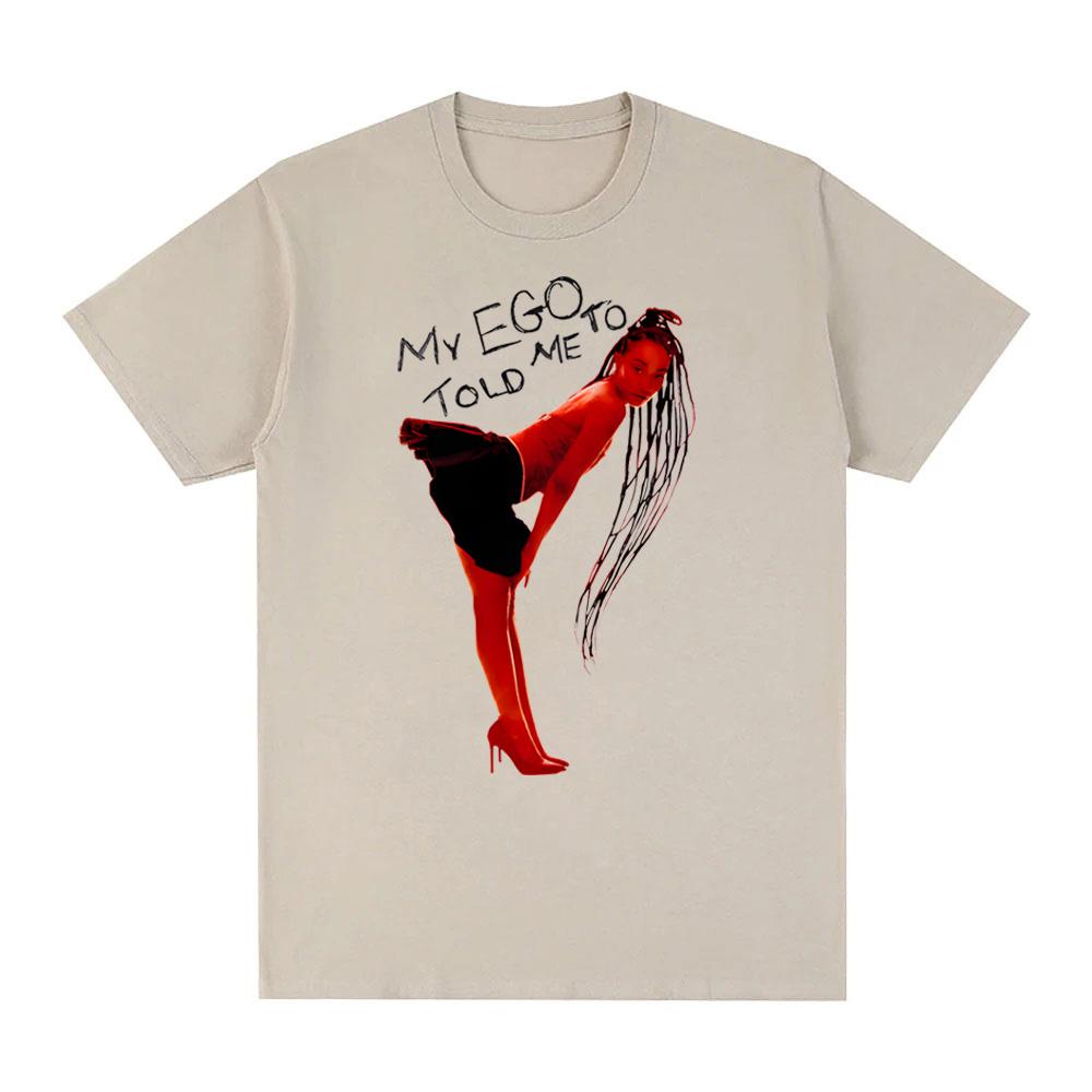 'MY EGO TOLD ME TO' FADED WHITE T-SHIRT 2025 NEW Leigh-Anne Pinnock 100% Cotton TOPS Vintage High Quality Summer Hip Hop Tshirt