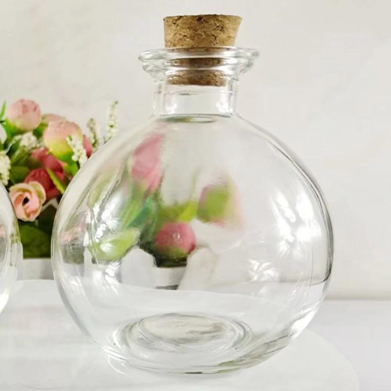 Decorative Glass Bottles with Cork Stoppers,Round Glass Jar Aromatherapy Container Bottles,drift Bottles-storage Containers Jars