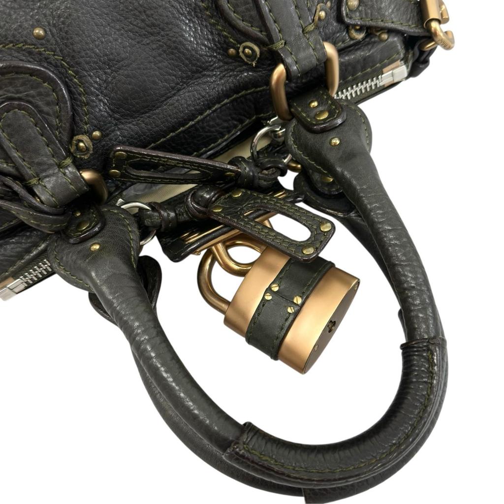 Chloe Paddington Mini Handbag Dark Green Women Used