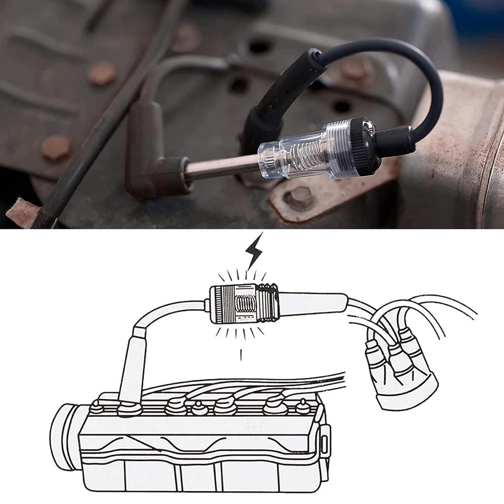 Spark Plug Tester, Engine Ignition Coil Tester Straight Boot Ignition Test Spark Plug Light Checker Automotive Spark Tester for Automotive Car