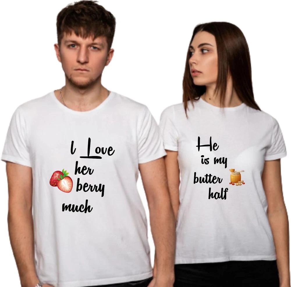 I Love Her Berry Much He Is My Butter Half TShirt Couples Matching Gift Tee Top S