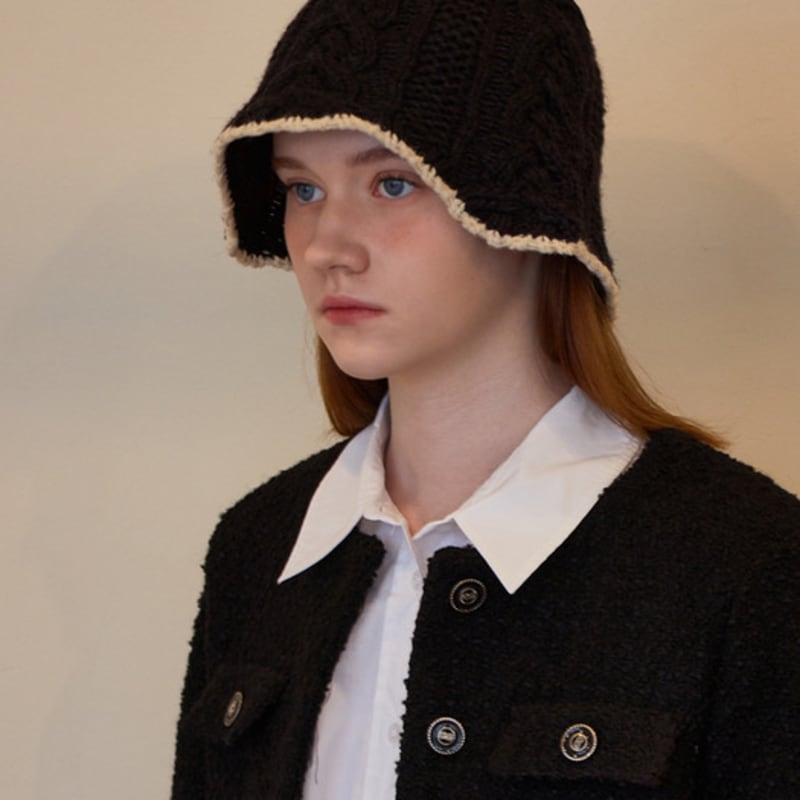 

ALLINCOMPLETE Triple Cable Knit Bucket Hat (6 Colors) Black